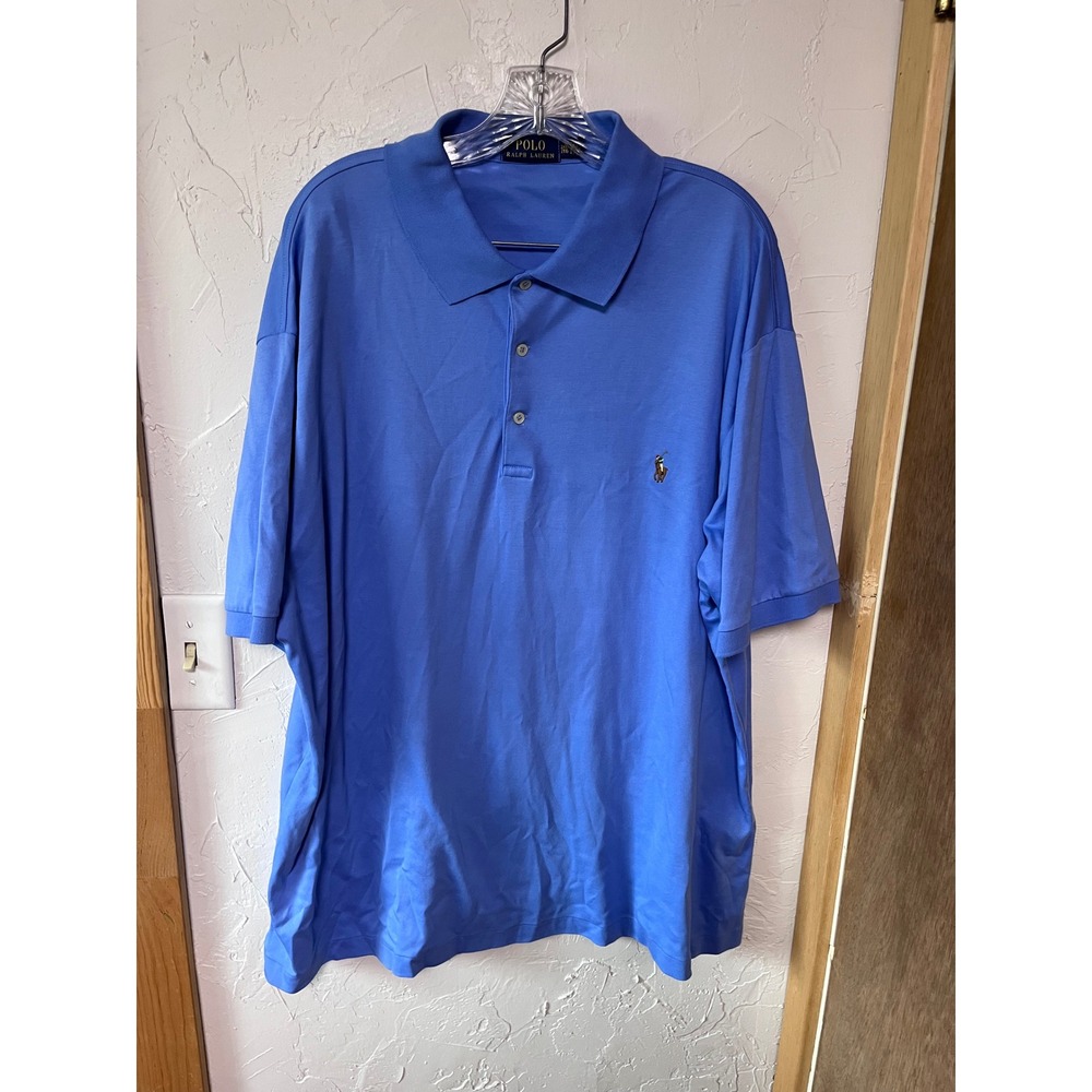 Polo Ralph Lauren Men 2XB Blue Cotton Interlock Short Sleeve Polo Shirt 2TG